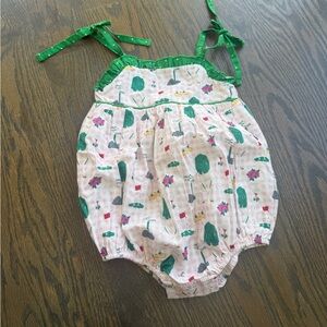 Pink & Green Floral Cotton Baby Romper